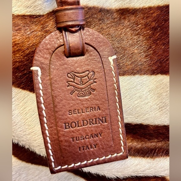 Dooney & Bourke X Boldrini Selleria Bag Italian Leather Brown White Zebra NWT - Picture 4 of 16